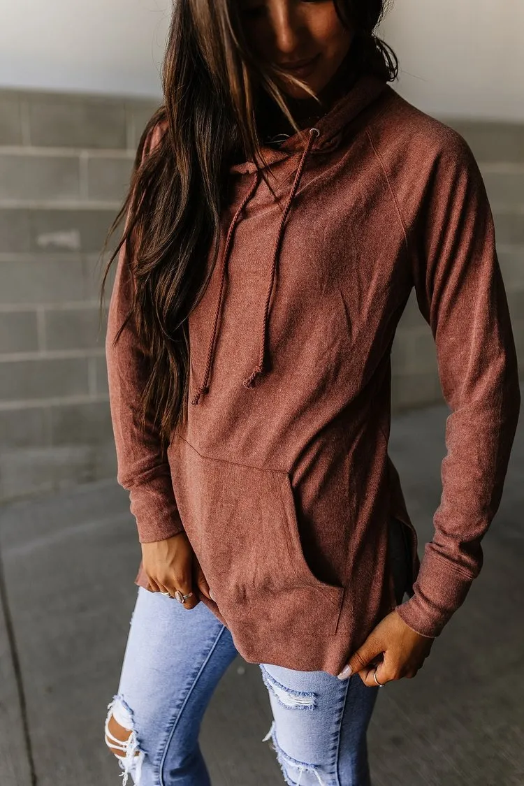 Side Slit Hoodie - Burnt Sienna