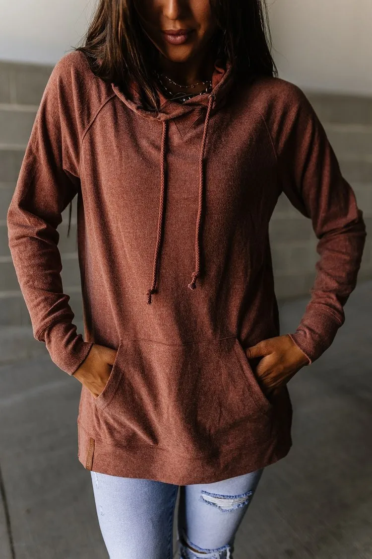 Side Slit Hoodie - Burnt Sienna