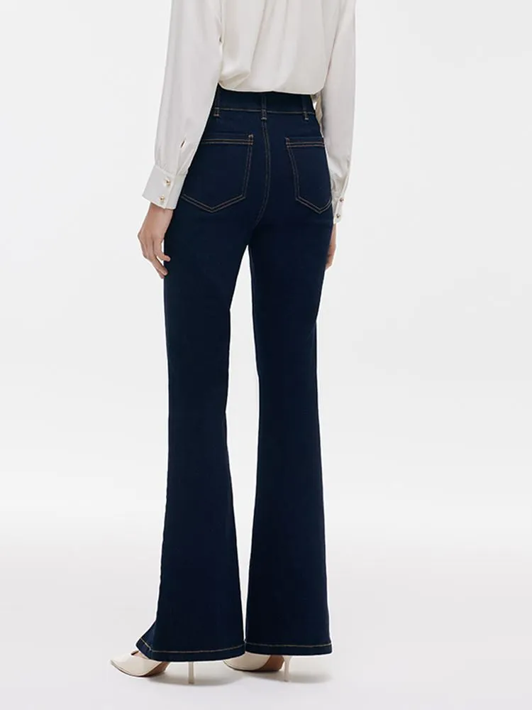 Stretch Slit Micro-Flared Women Jeans