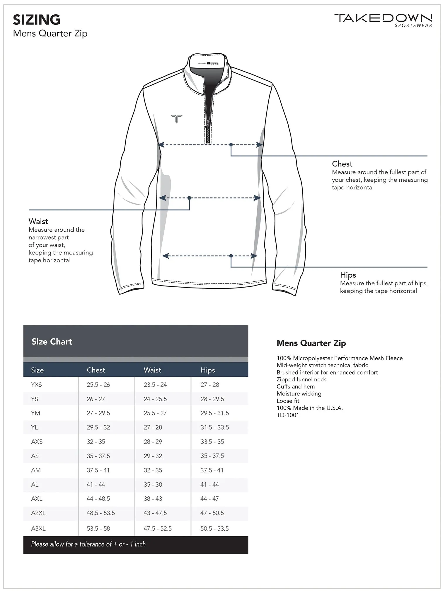 TD-QZ-001 360° Custom Quarter Zip