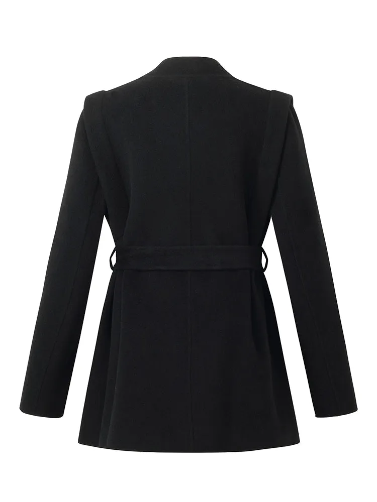 Tencel Wool Women Mid-Length Wrap Coat