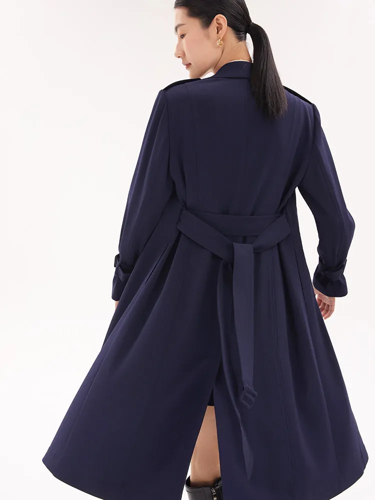 Triacetate Blazer Lapel Women Trench Coat