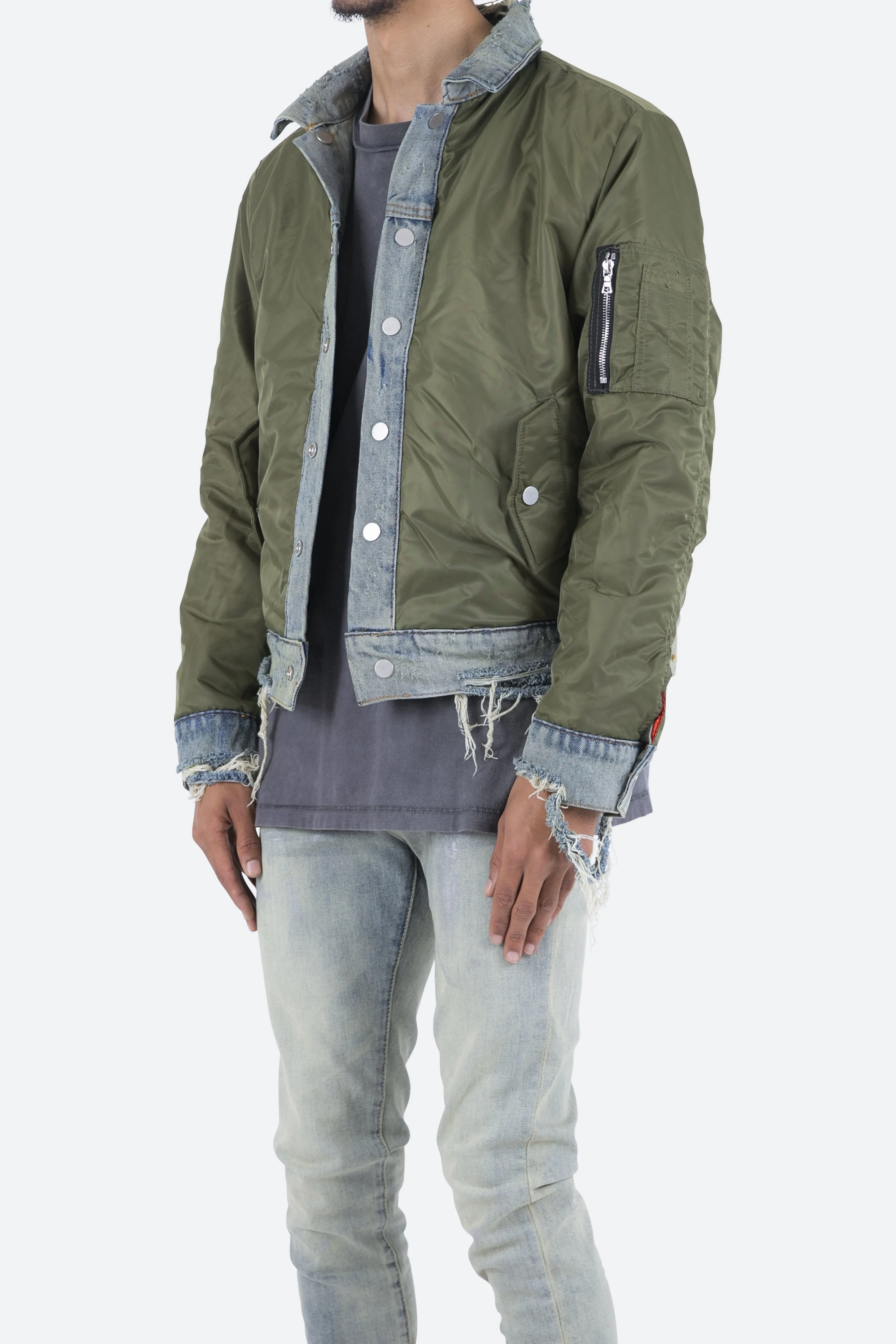 Trucker Bomber Jacket - Olive