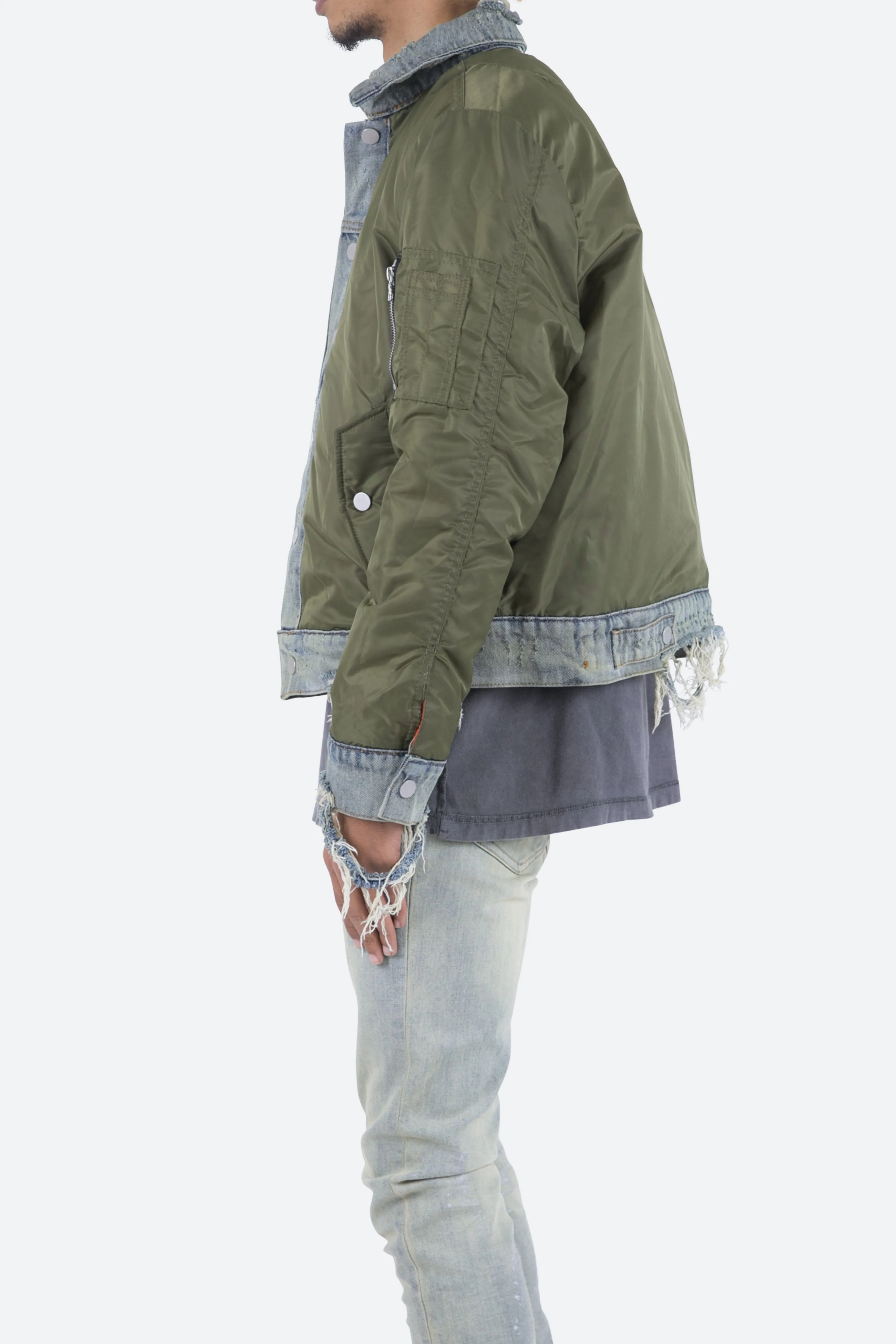 Trucker Bomber Jacket - Olive