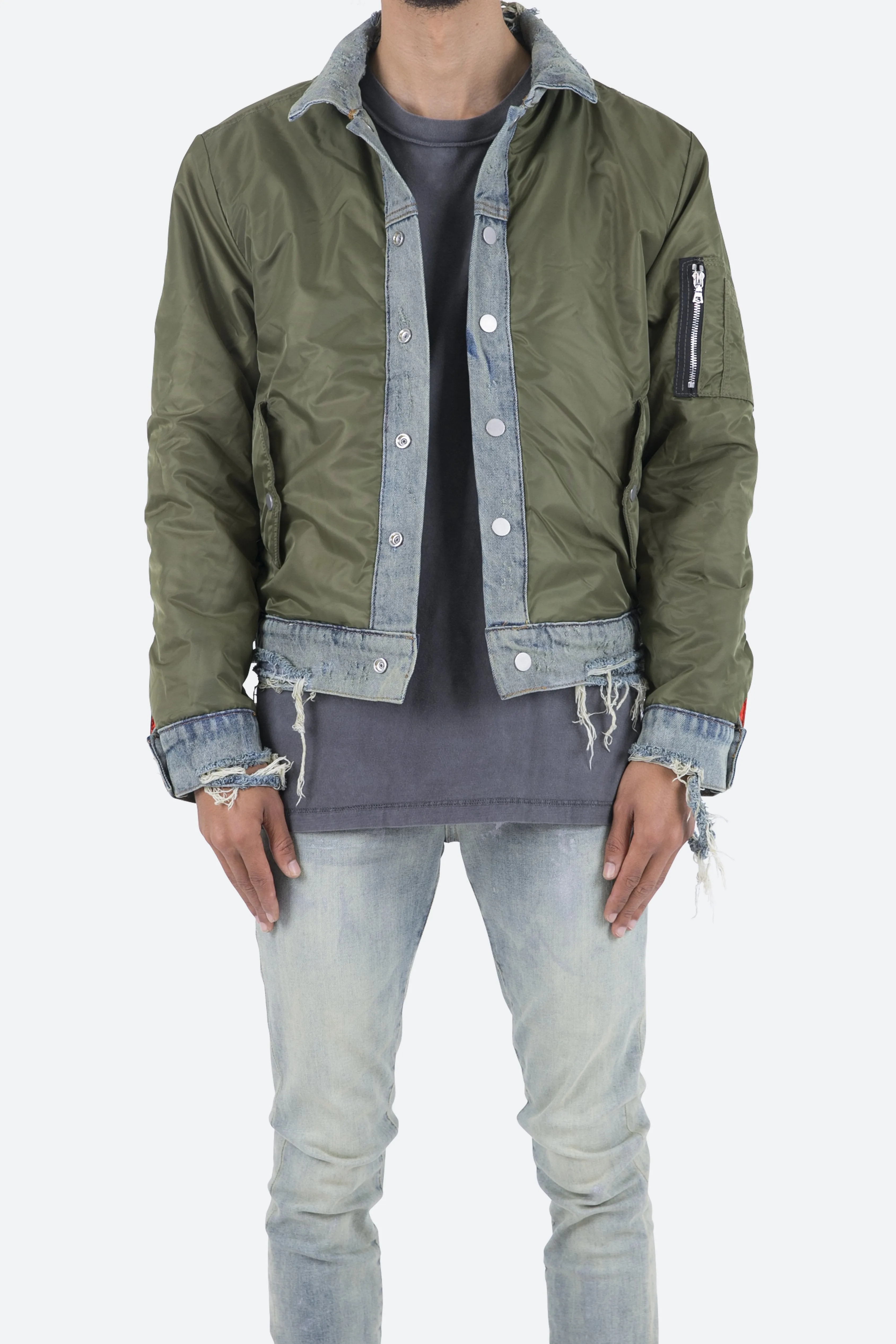 Trucker Bomber Jacket - Olive