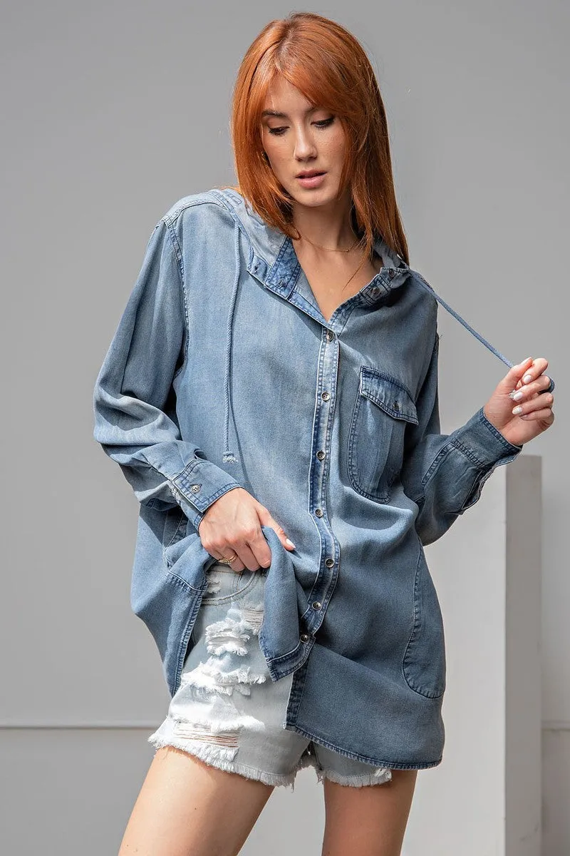 Washed Denim Shirt Jacket