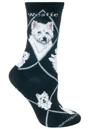 Wheel House Designs Westie on Black Sock