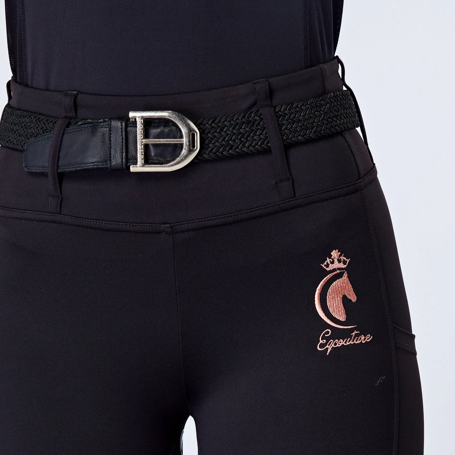 WINTER Thermal Rose Gold & Black Riding Leggings / Tights with Phone Pockets - WATER RESISTANT