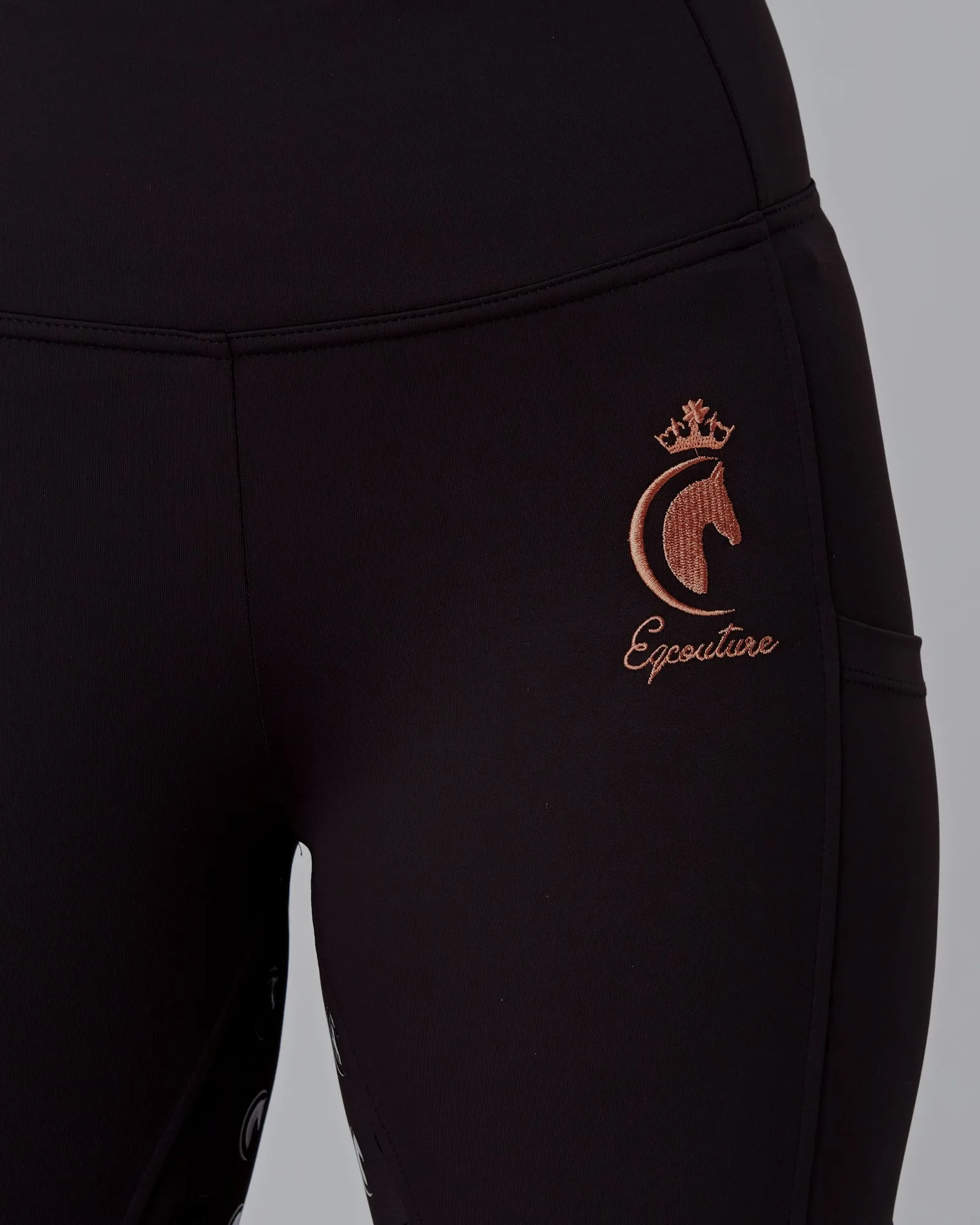 WINTER Thermal Rose Gold & Black Riding Leggings / Tights with Phone Pockets - WATER RESISTANT