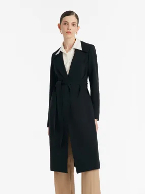 Worsted Wool Navy Collar Women Trench Coat